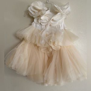 Nikolia - TUTU Girl Dress Tulle Flower Girl Color: Ivory Champagne Size: 6-8y